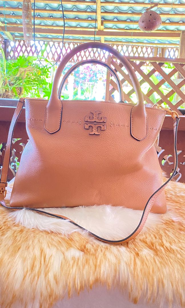 Tory burch mcgraw triple compartment leather satchel online