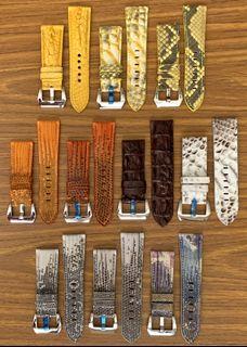 [BRAND NEW][LAST STRAPS] 26mm/26mm 26mm/24mm 26mm/22mm Authentic Handmade Crocodile Alligator Ostrich Leather Watch Strap (Short side 75mm, Long side 120mm) $100 $90 $80