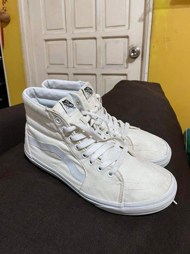 Triple white high top vans on sale