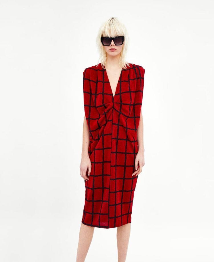 zara checked midi dress