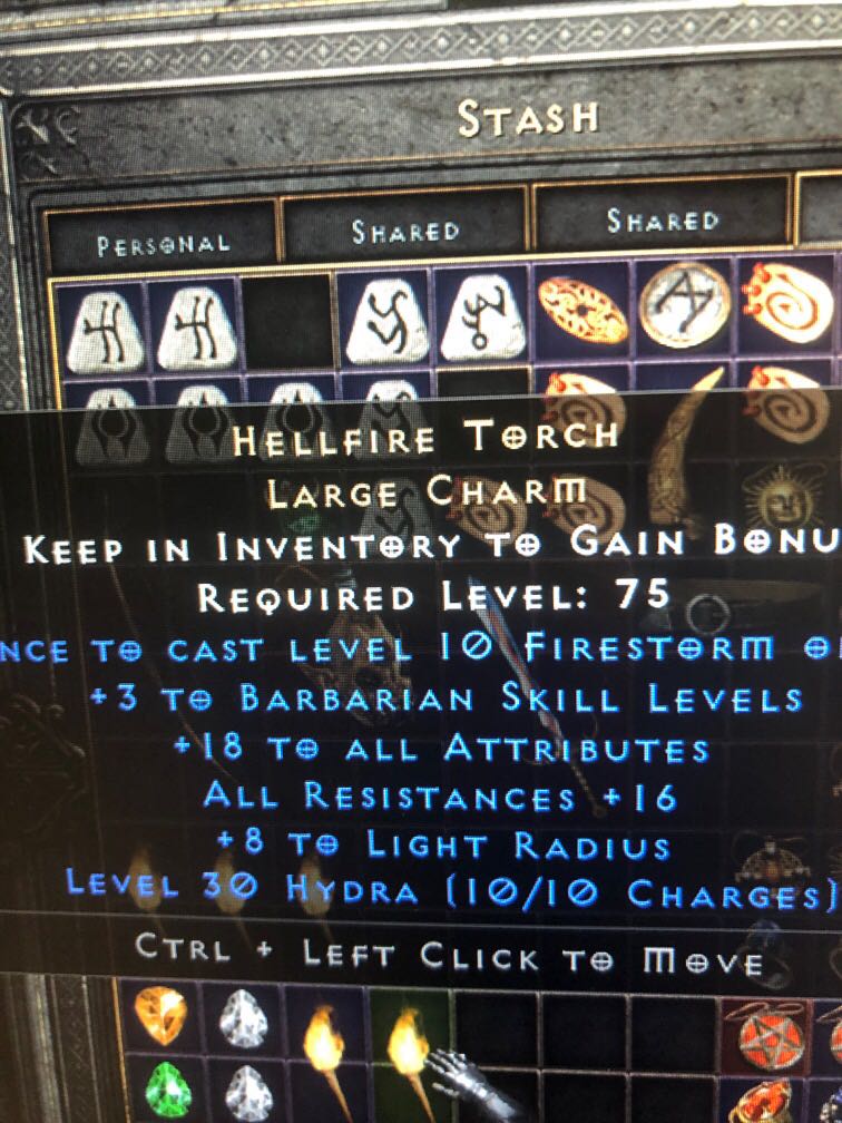18/16 barbarian torch d2r Diablo 2 resurrected, Video Gaming, Video