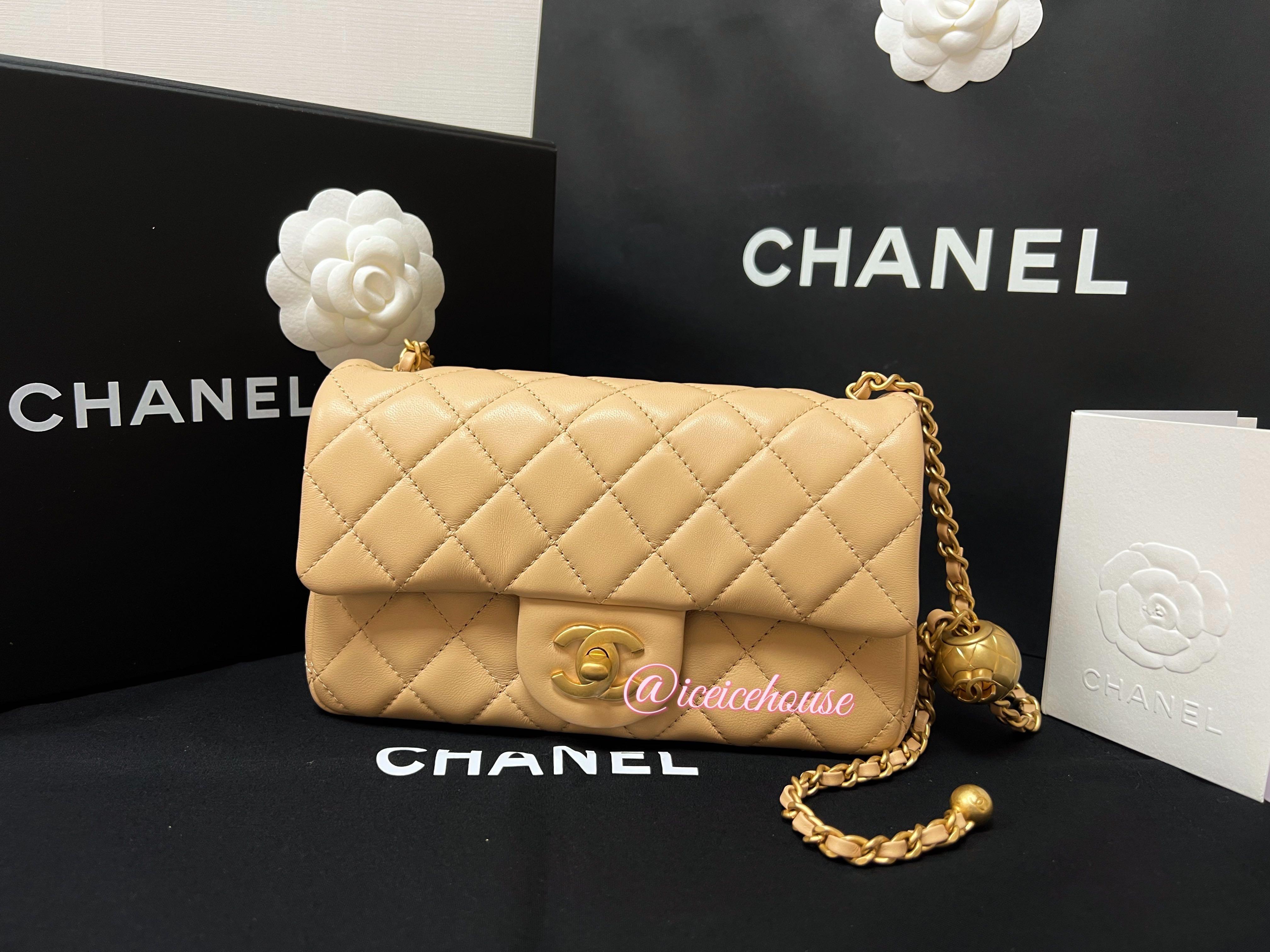 全新23c Chanel classic gold ball flap bag mini 20cm 經典黑金金球
