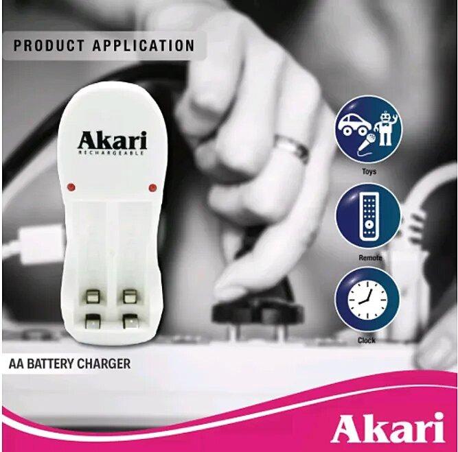 Akari Rechargeable Automatic Battery Charger with Free 2pc Rechargeable