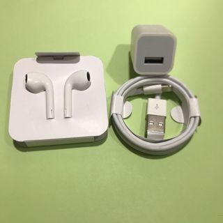 Apple iPhone Charger and Headset Lightning Cable, 5watts Adapter and Lightning Earpods