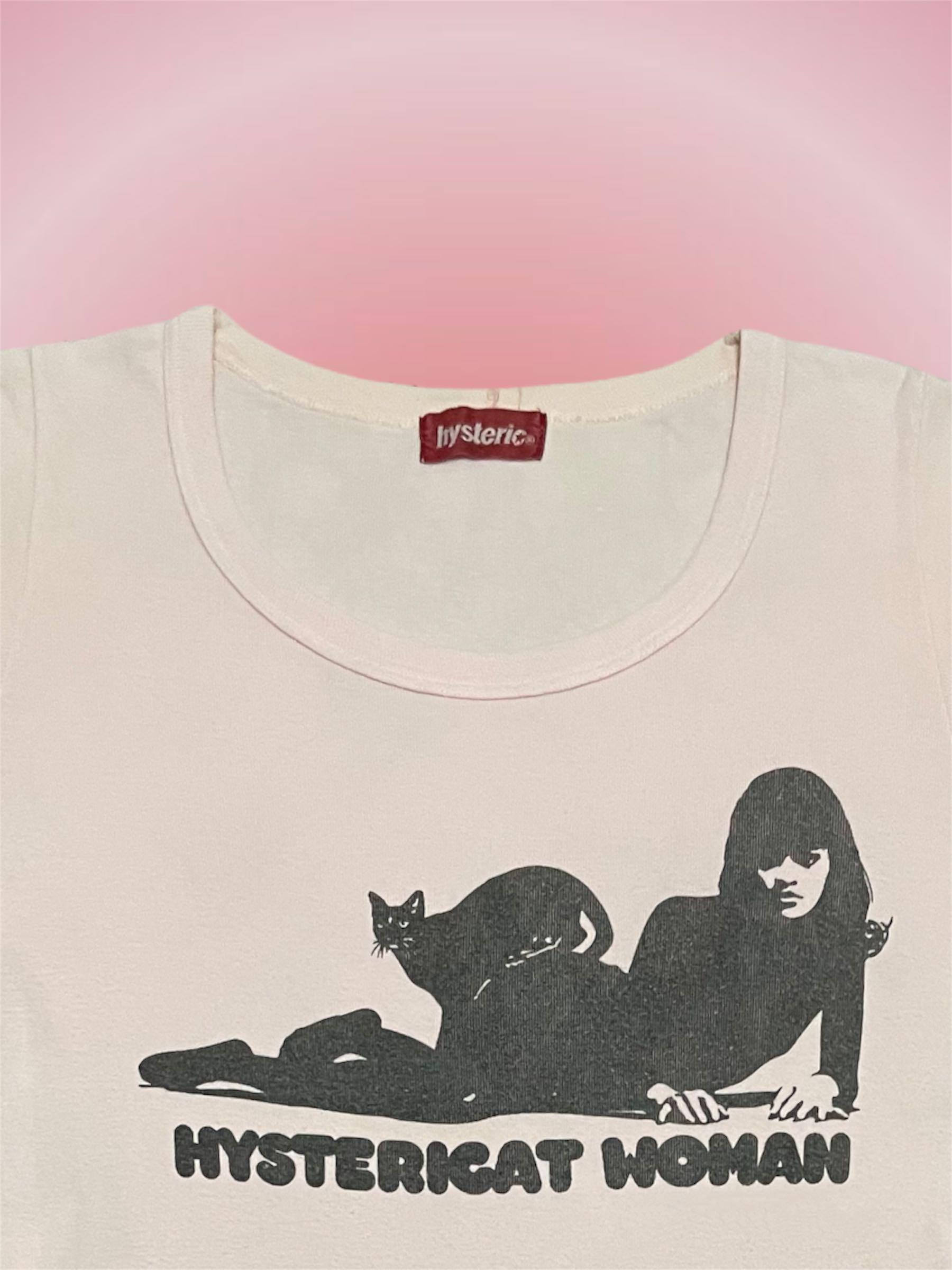 AUTHENTIC Vintage Hysteric Glamour Light Pink Baby Tee with “Hystericat  Woman” Graphic Detail