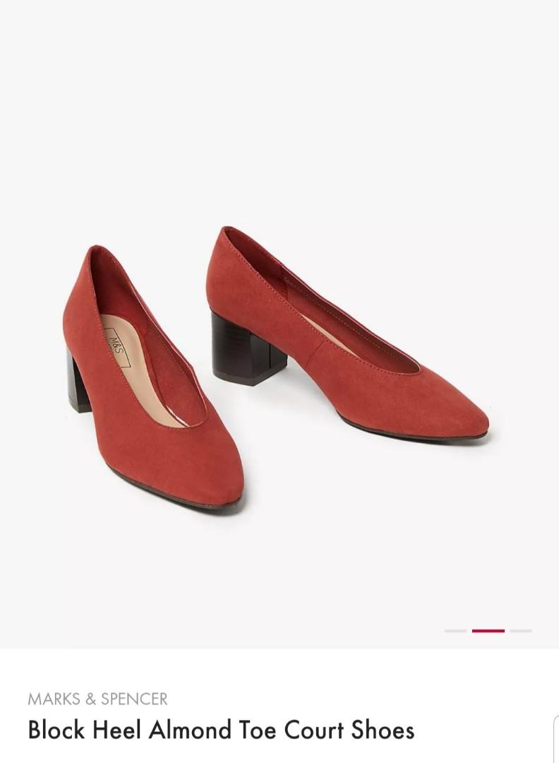 Block Heel Almond Toe Court Shoes Marks 