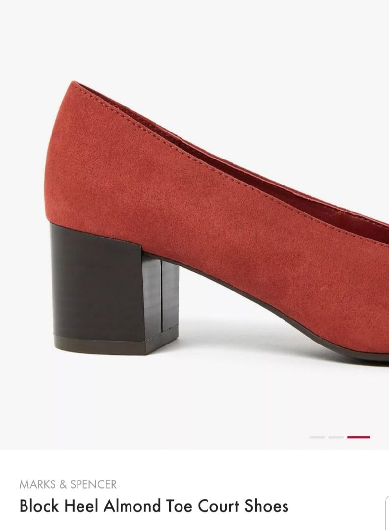 Block Heel Almond Toe Court Shoes Marks 