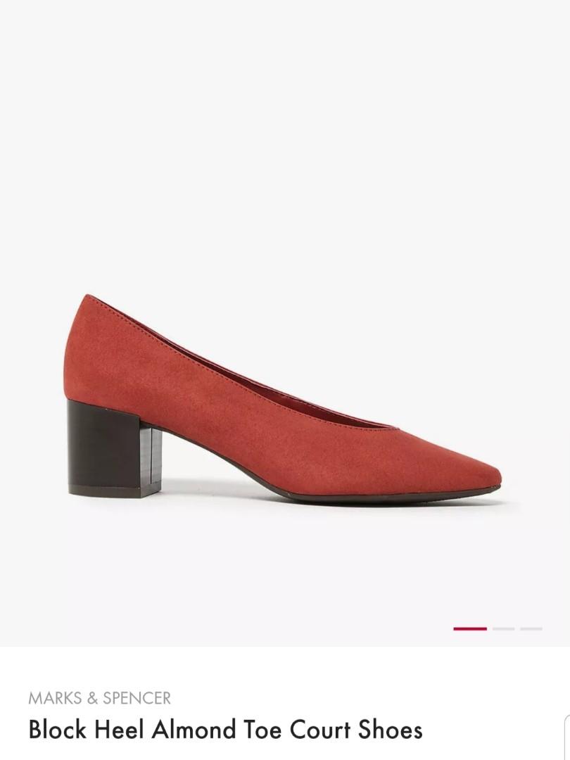 Block Heel Almond Toe Court Shoes Marks 