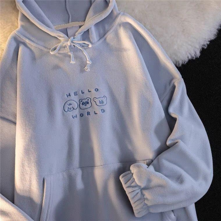 Fuzzy Blue Hoodie Women s Fashion Coats Jackets and Outerwear on Carousell