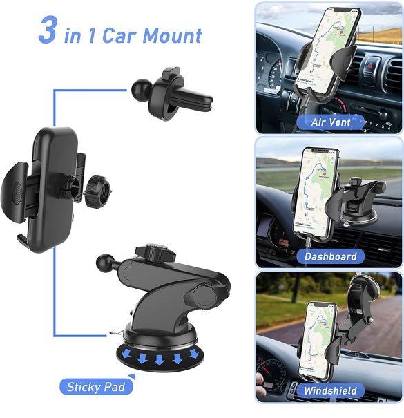 Blukar Car Phone Holder, Universal Car Phone Mount Cradle – 3 in 1 Super  Stable for Car