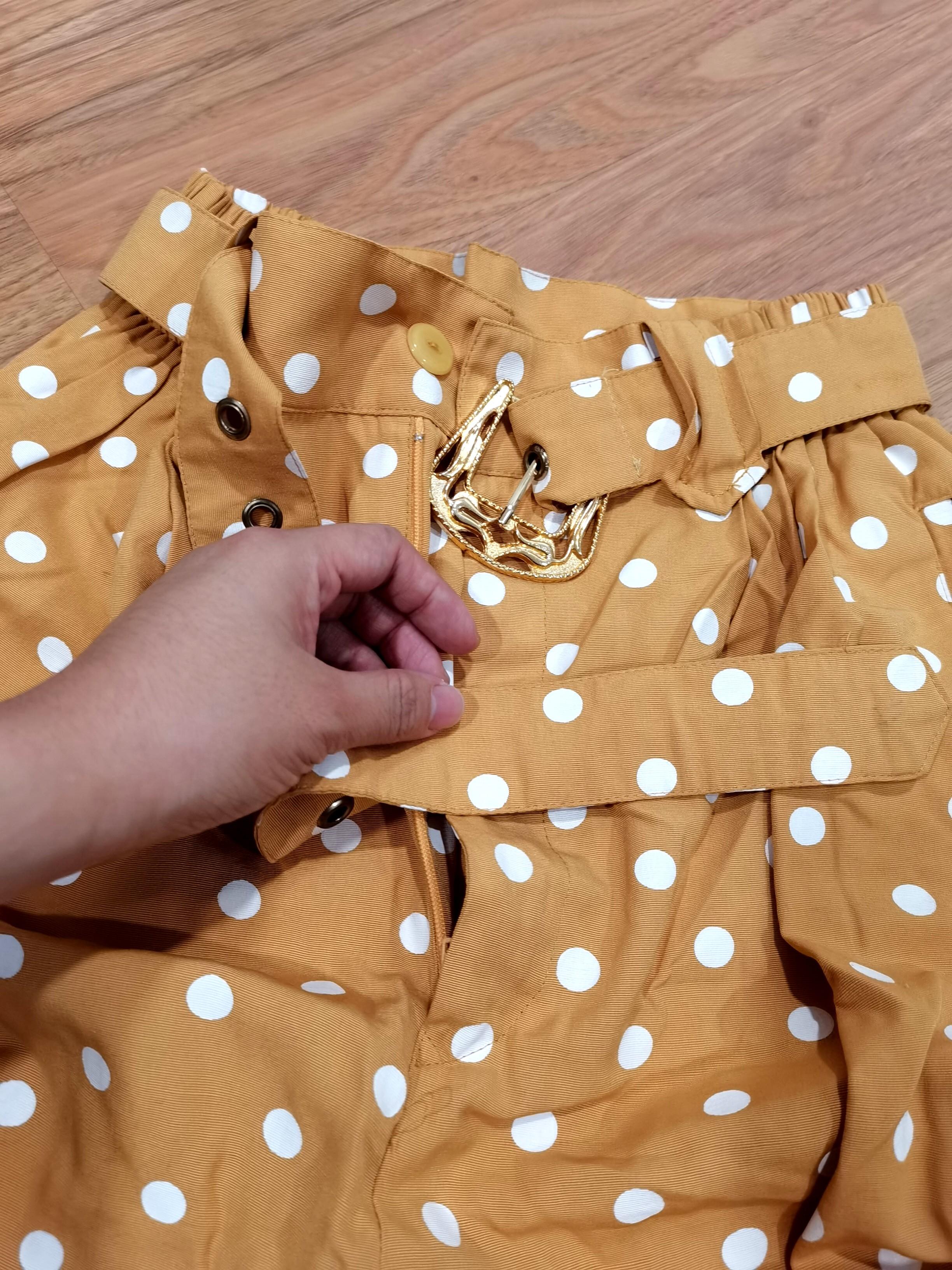 Yellow polka dot trousers cheap