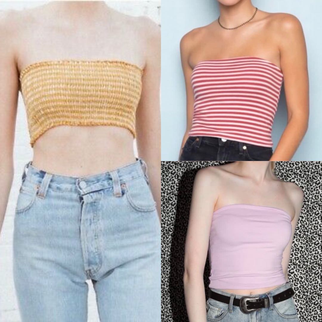 Brandy Melville red bandeau tube top mini knit crop