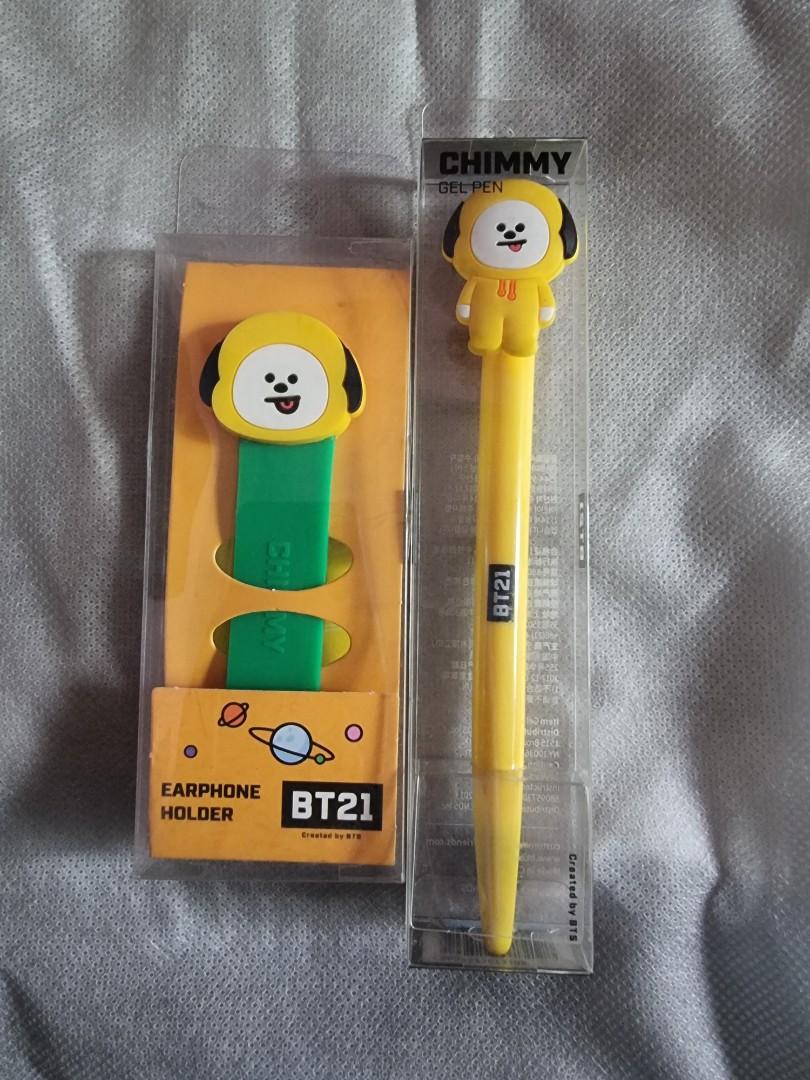 BT21 GEL PEN AND CABLE HOLDER SET (Category: Stationery & School Supplies) located in Pasay City. Submitted by jeezaa1007 (Listing ID 1136046192, Image 2). Description: 100% official New Avail character: RJ, Chimmy, Mang, Shooky, Koya RFS: Decluttering.