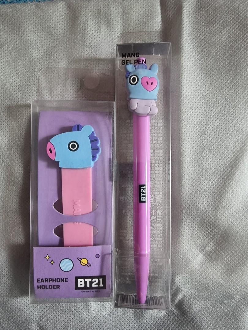 BT21 GEL PEN AND CABLE HOLDER SET (Category: Stationery & School Supplies) located in Pasay City. Submitted by jeezaa1007 (Listing ID 1136046192, Image 1). Description: 100% official New Avail character: RJ, Chimmy, Mang, Shooky, Koya RFS: Decluttering.