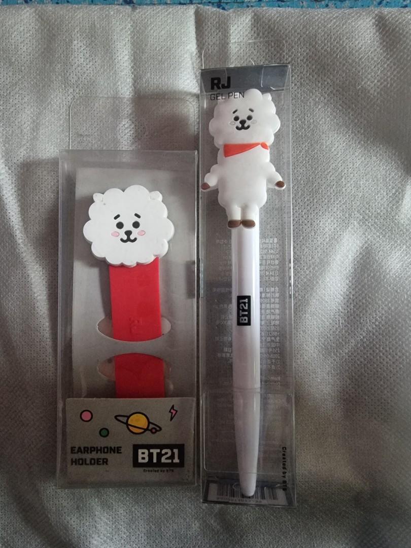 BT21 GEL PEN AND CABLE HOLDER SET (Category: Stationery & School Supplies) located in Pasay City. Submitted by jeezaa1007 (Listing ID 1136046192, Image 3). Description: 100% official New Avail character: RJ, Chimmy, Mang, Shooky, Koya RFS: Decluttering.