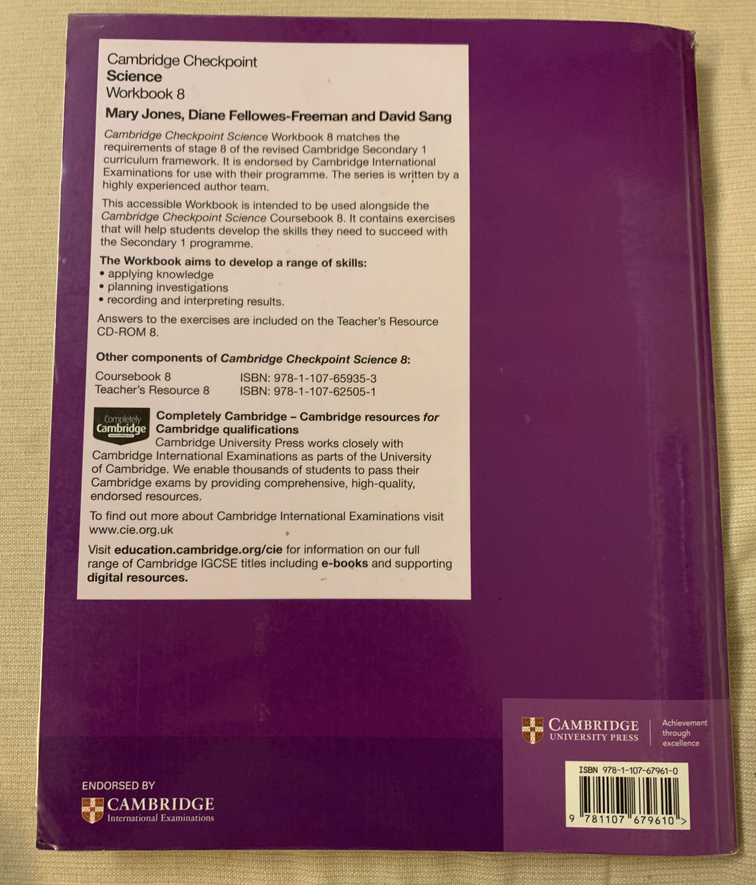 Cambridge IGCSE Checkpoint Science Workbook Grade 8, Hobbies ...