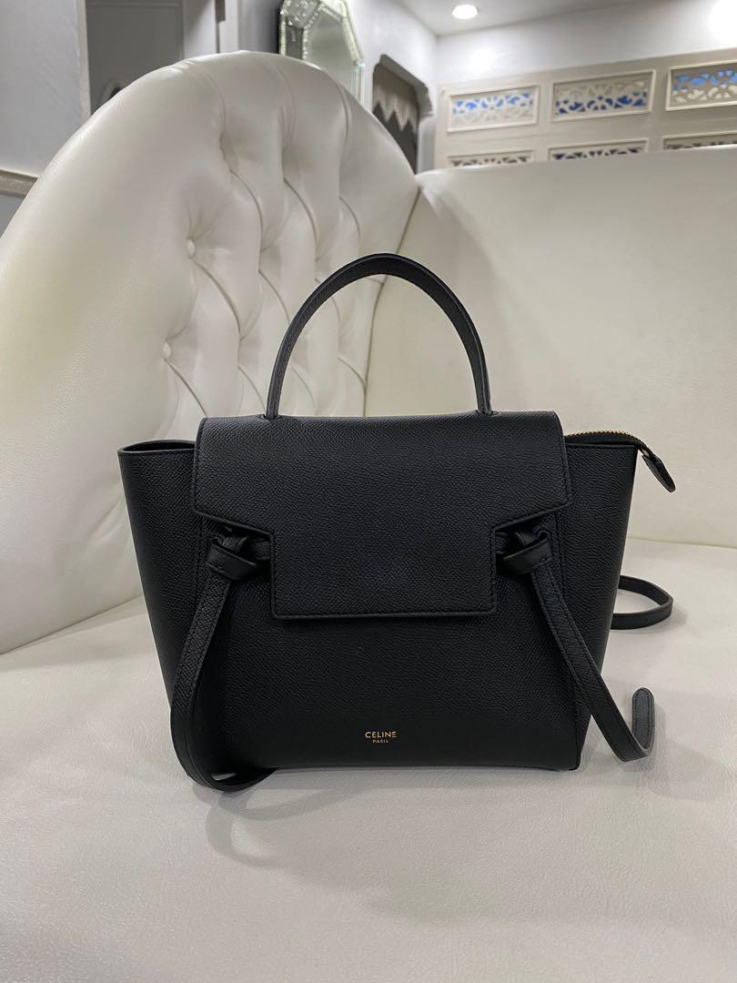 Celine Nano Belt Bag in Grained Calfskin Black Handbag Original