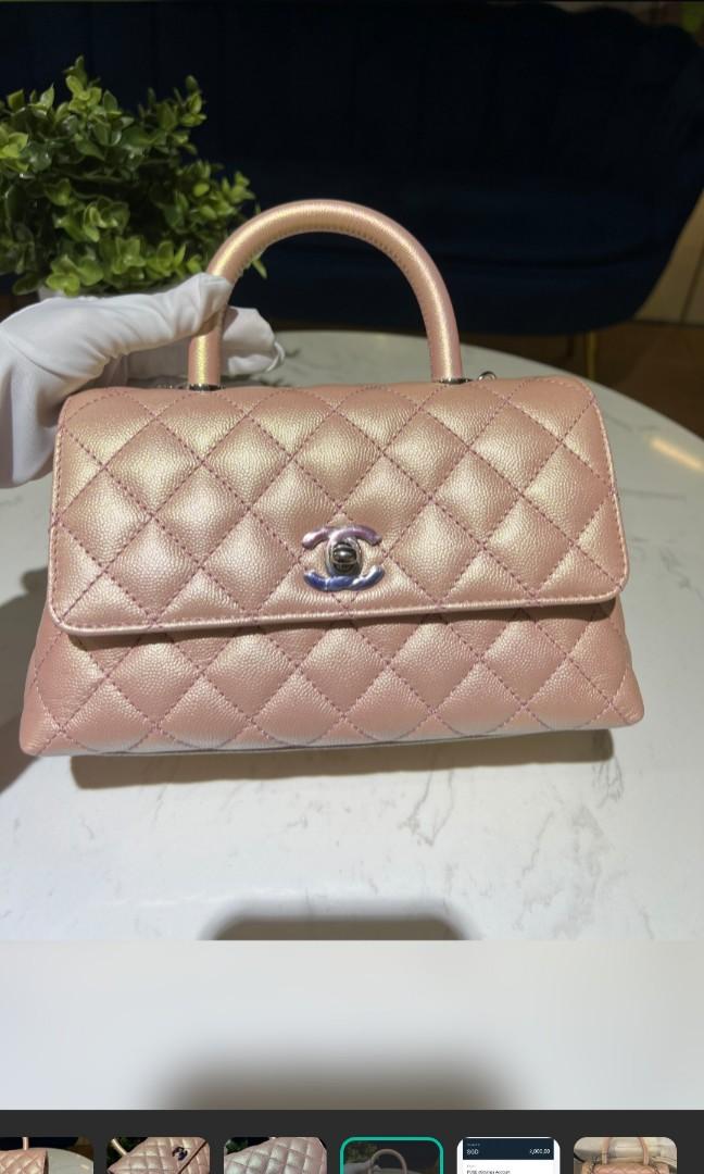 Chanel Medium Classic Double Flap Bag Pink Iridescent Lambskin Light Gold  Hardware