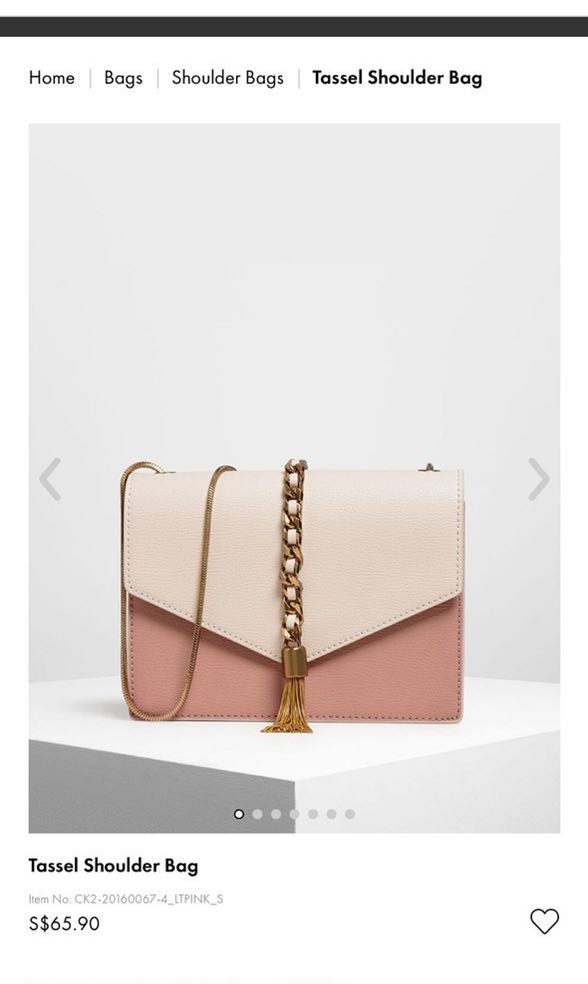 Charles Keith Pink tassel shoulder bag