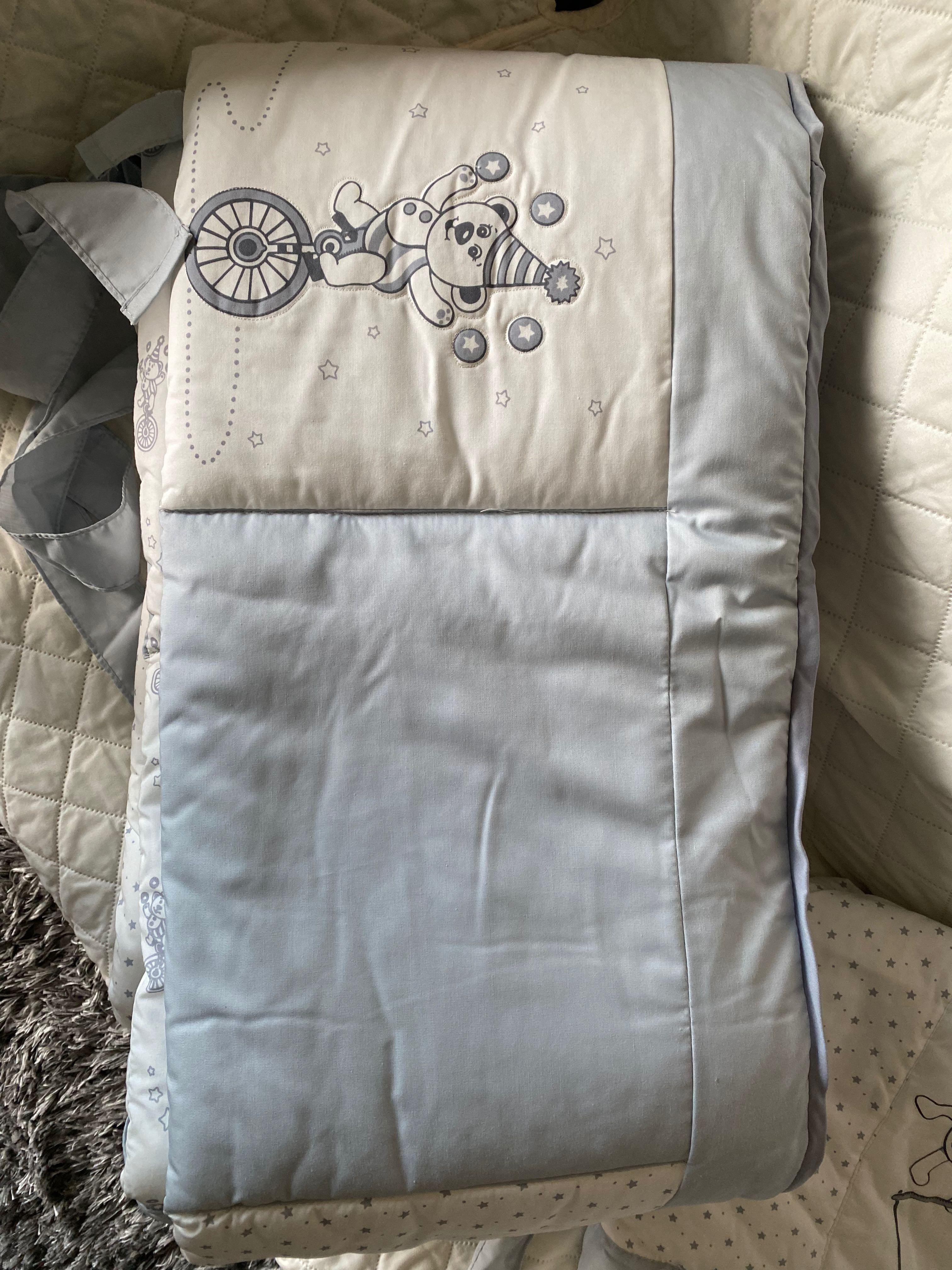 Cuddles Nursery Bedding Set (Category: Cots & Cribs) located in Quezon City. Submitted by dyc2015 (Listing ID 1136175792, Image 2). Description: baby crib bedding set - cotton crib reversible comforter - cotton crib bumper skirt - mattress padding - brand new, never used.