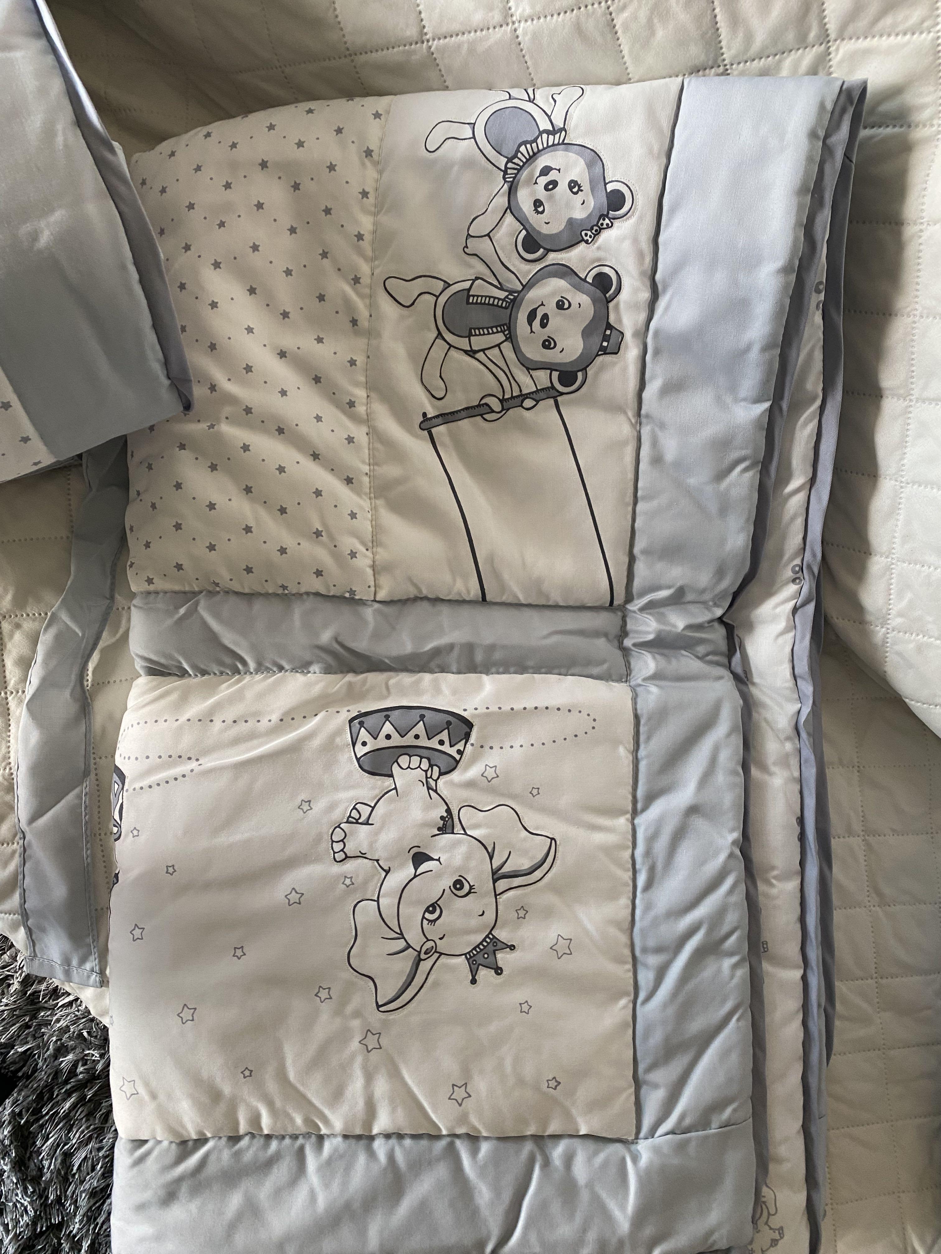 Cuddles Nursery Bedding Set (Category: Cots & Cribs) located in Quezon City. Submitted by dyc2015 (Listing ID 1136175792, Image 3). Description: baby crib bedding set - cotton crib reversible comforter - cotton crib bumper skirt - mattress padding - brand new, never used.