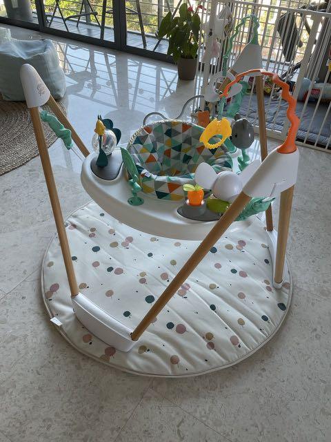 Best Scandi style baby jumper Evenflo wood JUMPEROO like new