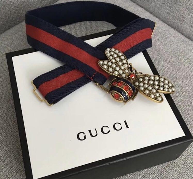 Gucci Sylvie Web Belt Double G Buckle Red/White/Blue/Black in Leather with  Antique Brass - US