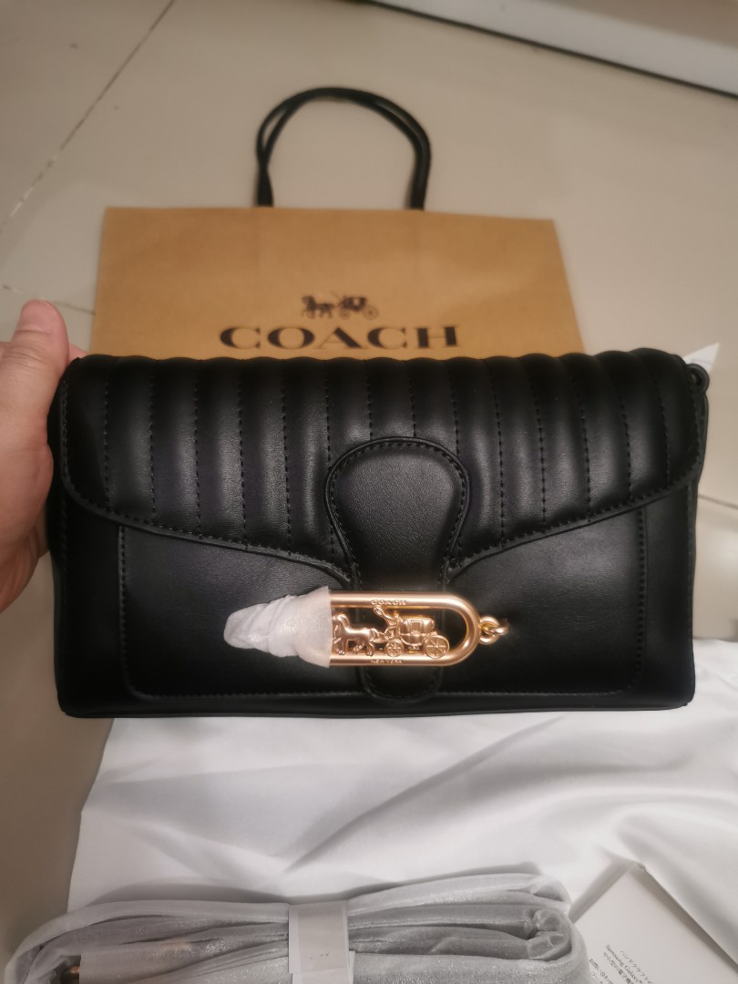 JADE SHOULDER BAG WITH LINEAR QUILTING COACH 2733 IM BLACK