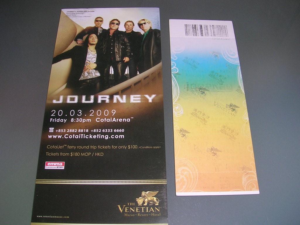 Journey (hard arena rock) 2009年澳門演唱會+ 門票(墨退色), 興趣及