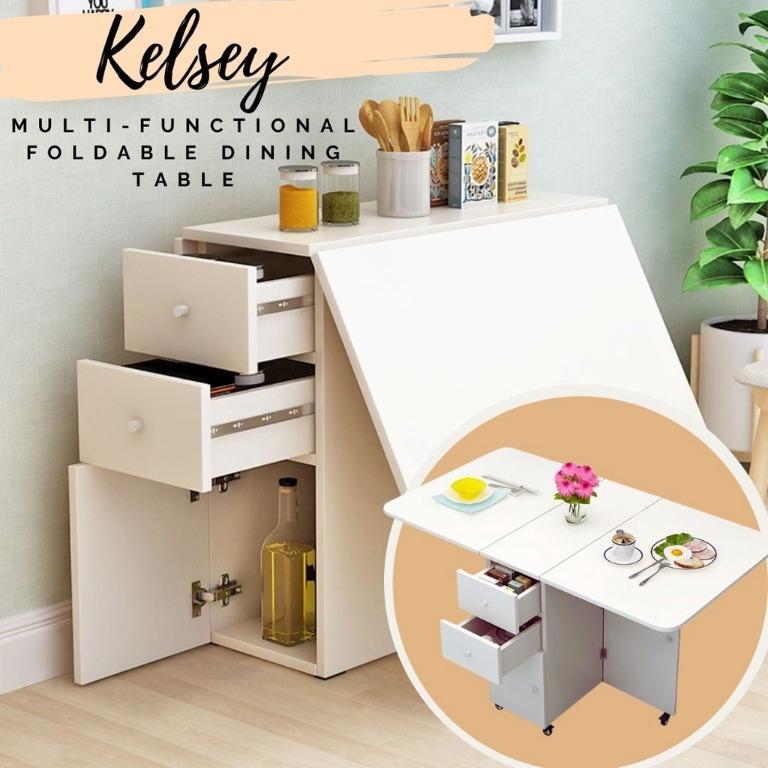 Kelsey Spacesaving Foldable Dining Table with Concealed
