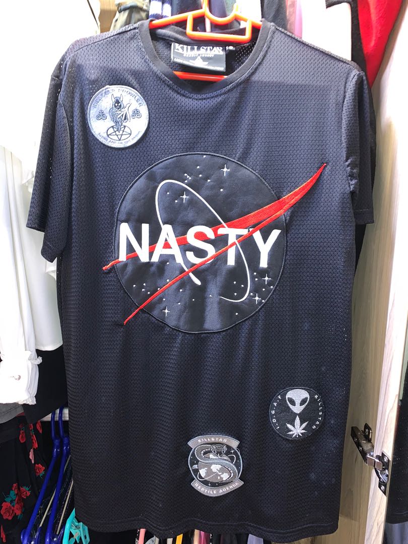 Killstar nasty (nasa) black shirt | patches | alternative fashion | occult  , Men's Fashion, Tops & Sets, Tshirts & Polo Shirts on Carousell