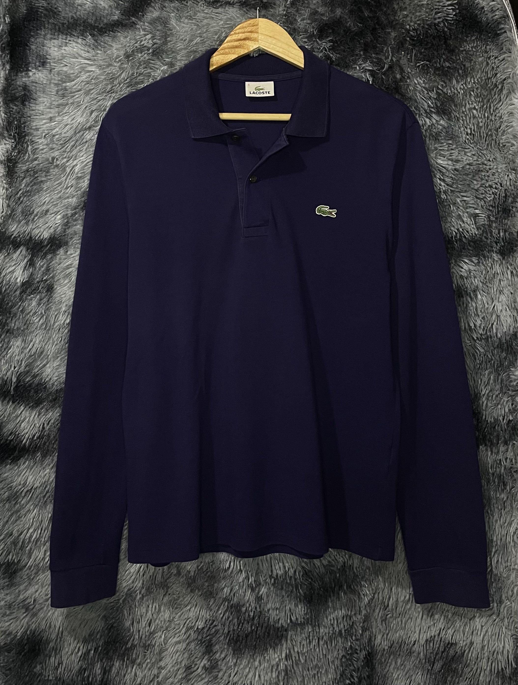 Lacoste navy long sleeve polo shirt clearance
