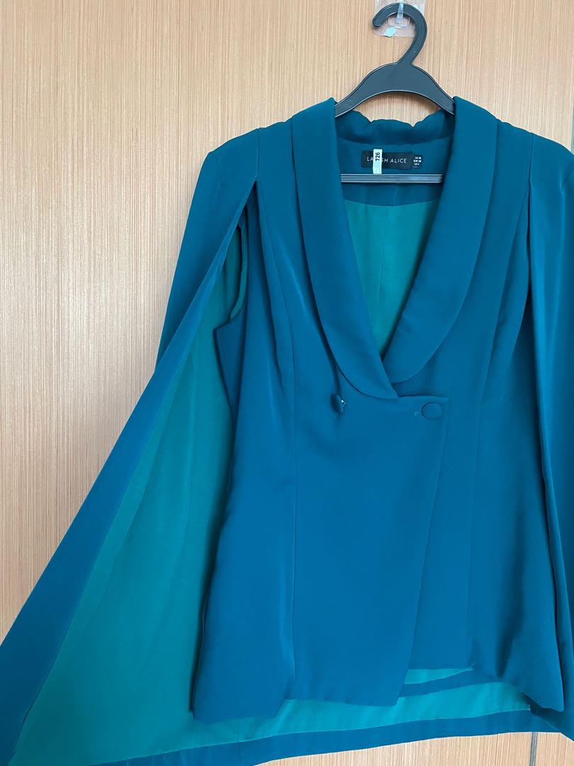 lavish alice green cape dress Green Lavish Alice Cape Jacket Lavish Alice Cape Mini Dress With Split Back Liyanah