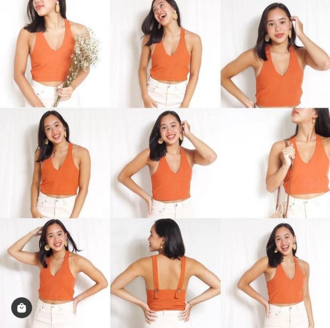 Lino Clothing Mila Top in Rust (Category: Sleeveless) located in Quezon City. Submitted by cmccloset (Listing ID 1136015216, Image 2). Description: Size XS but can fit S frames RFS: too big on me 😥 would keep if not cus this is super cute & high quality! Helping Tags: Araw Kasikas Kalina Bea's Closet Hola Solana Studio 17 Porto.