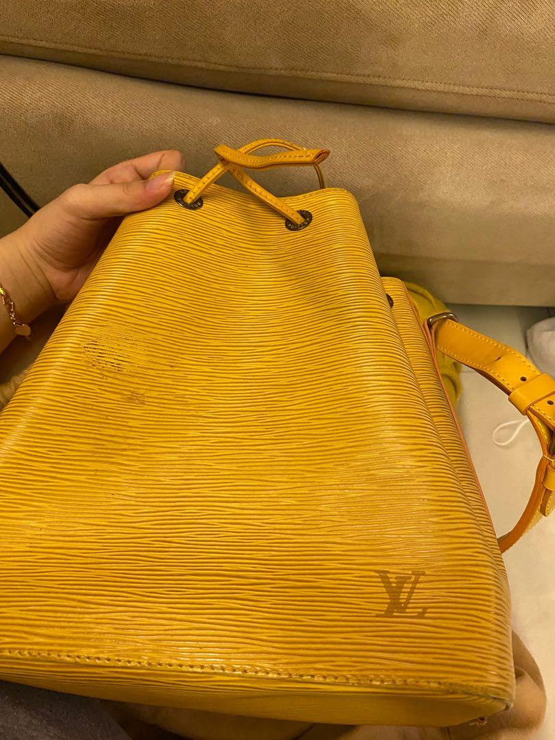 LV Epi Petite Noe in Mustard and purple inner, Luxury, Bags
