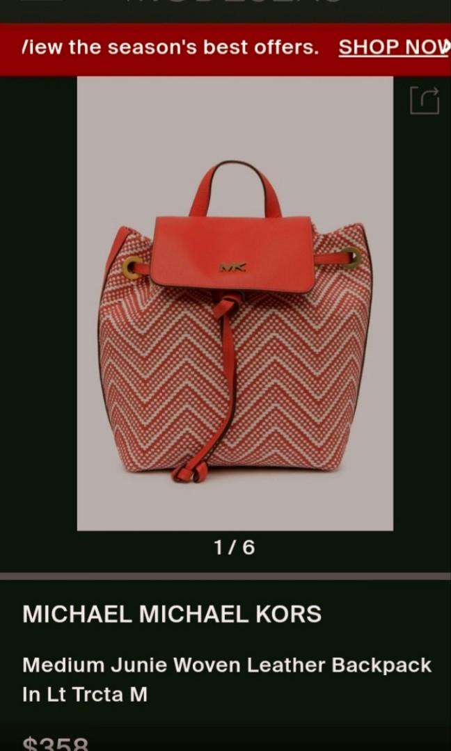 MICHAEL KORS Junie Woven Leather Backpack Luxury Bags Wallets on Carousell