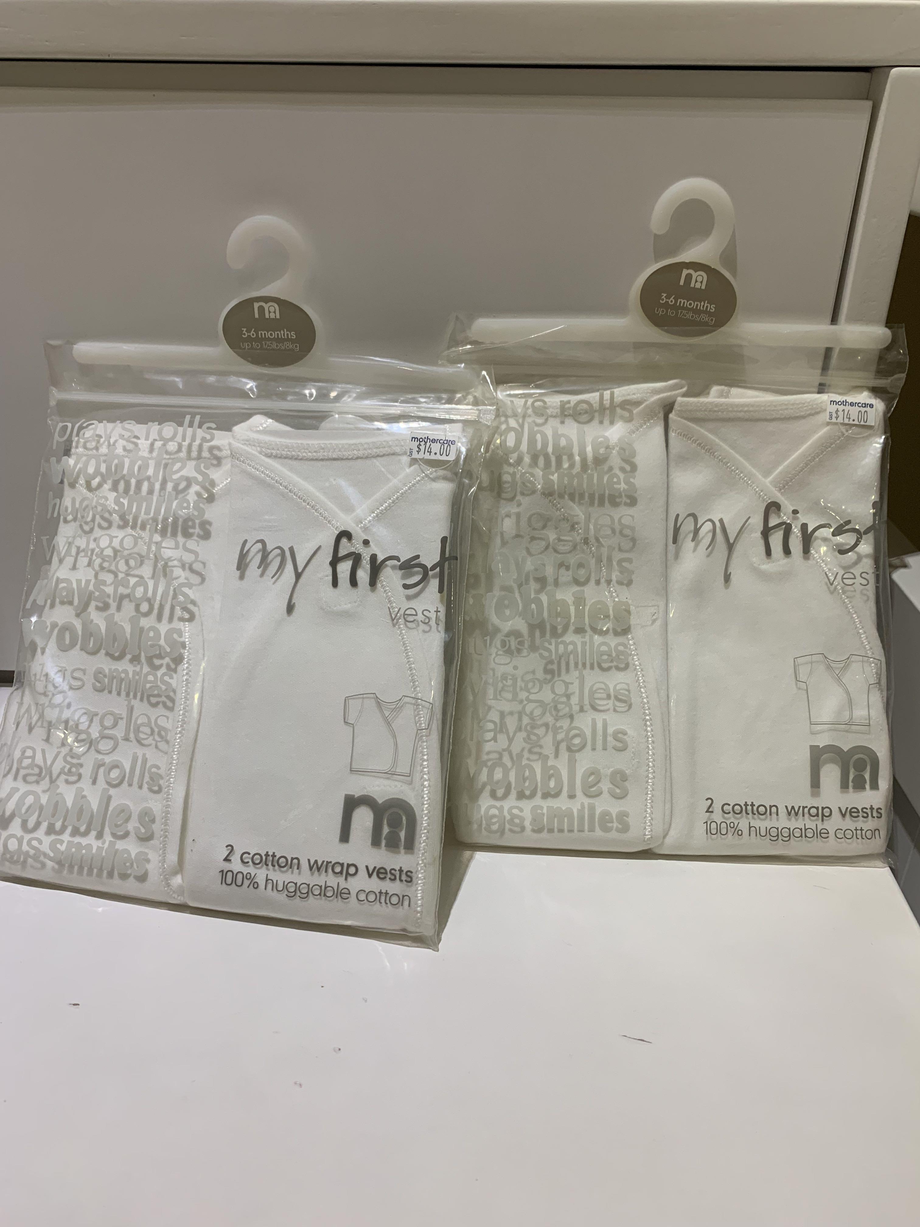 Mothercare pack of 2 cotton baby wrap vest 3 6mths Babies Kids