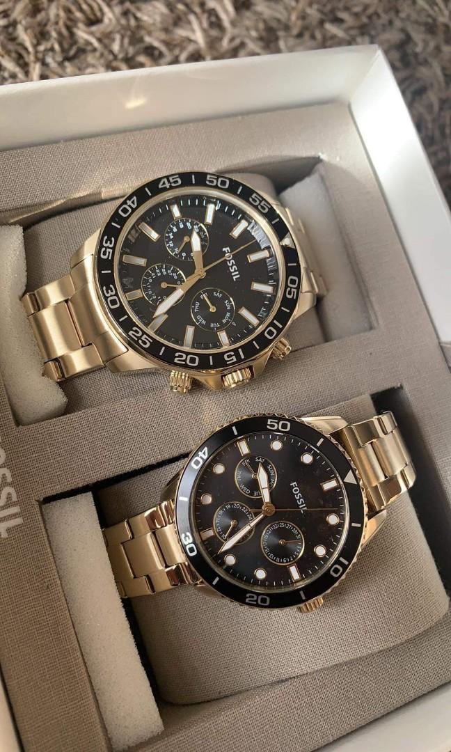 NEW FOSSIL COUPLE WATCH (Gold/black 