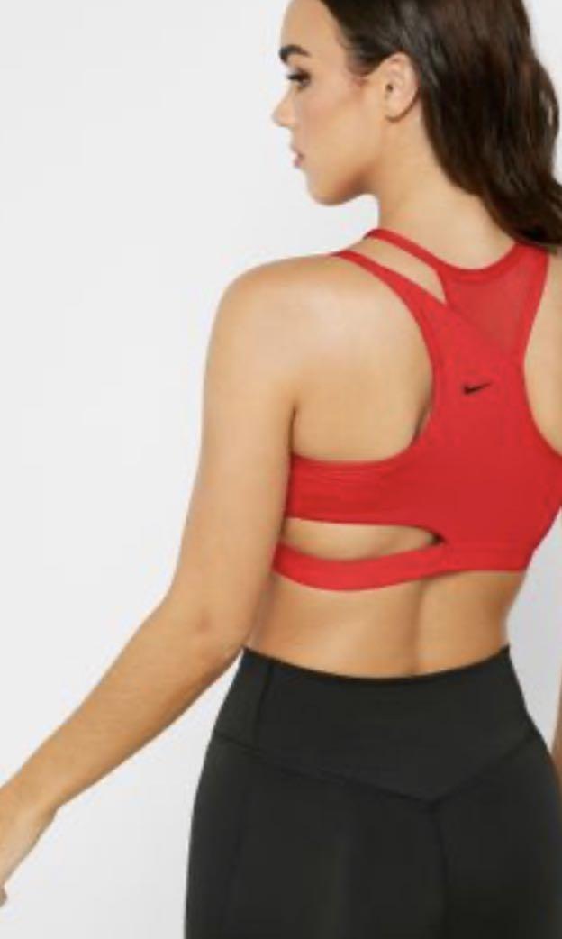 Nike Swoosh Rebel Slash Bra in bright red, size M, Women's Fashion,  Activewear on Carousell