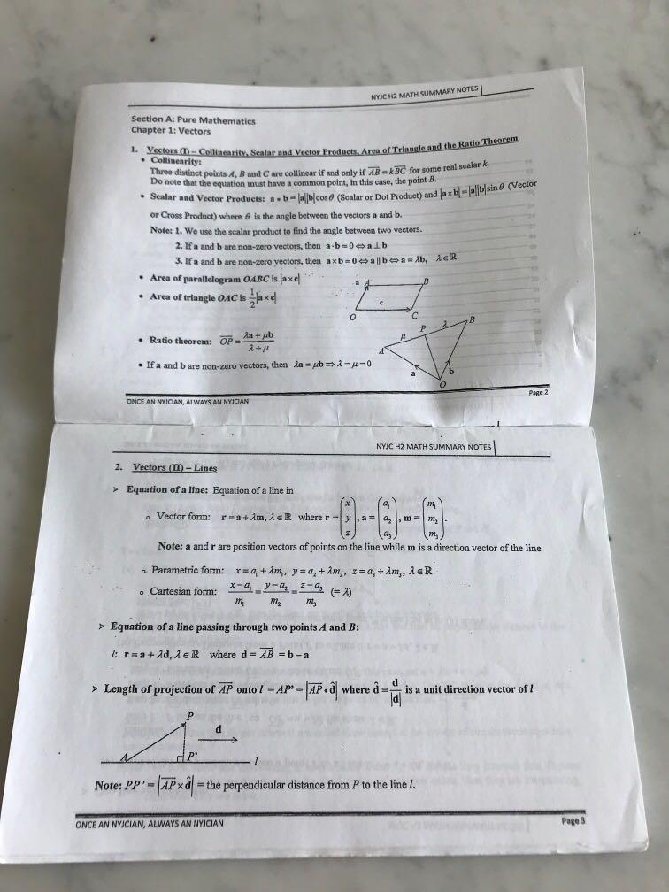 NYJC H2 Math Summary Notes, Hobbies & Toys, Books & Magazines ...