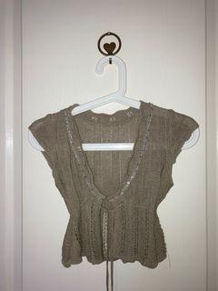 Olive green knit outer top y2k cottagecore layering cardigan