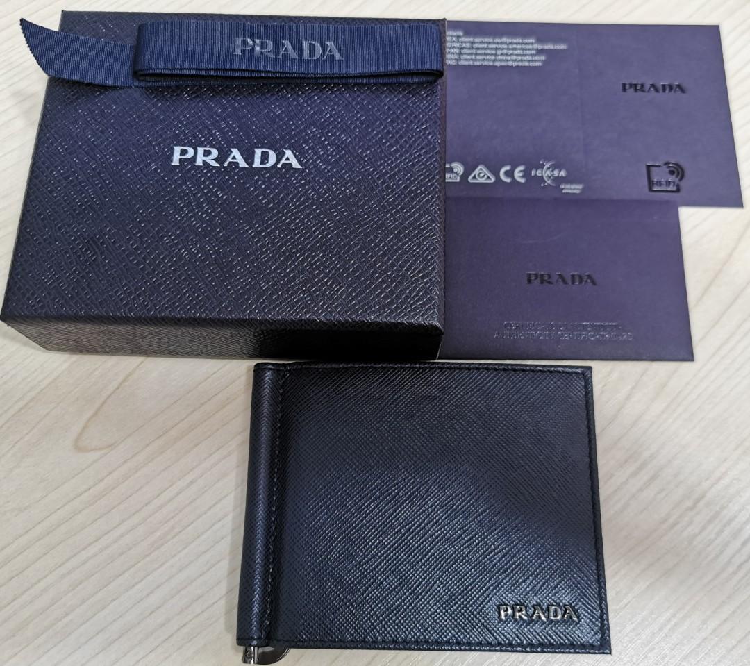 PRADA Money clip 2M1077 leather Brown Used unisex