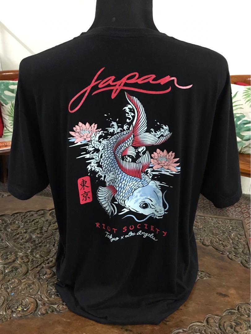 Riot Society Japan Carp Sukajan Style T Shirt Men s Fashion Tops