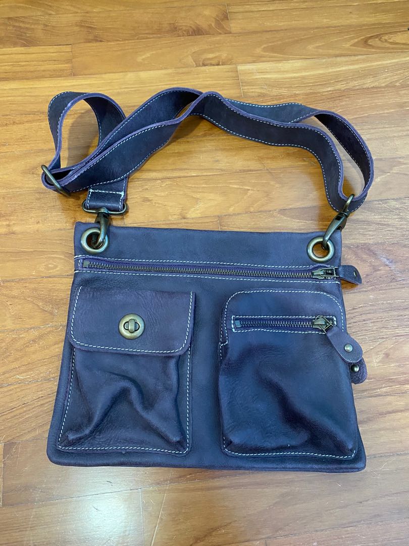 Roots leather sling bag, Women's Fashion, Bags & Wallets, Crossbody Bags on Carousell