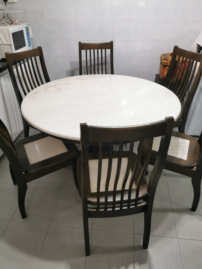 ROUND MARBLE TABLE AND CHAIR SET!, Furniture & Home Living, Furniture