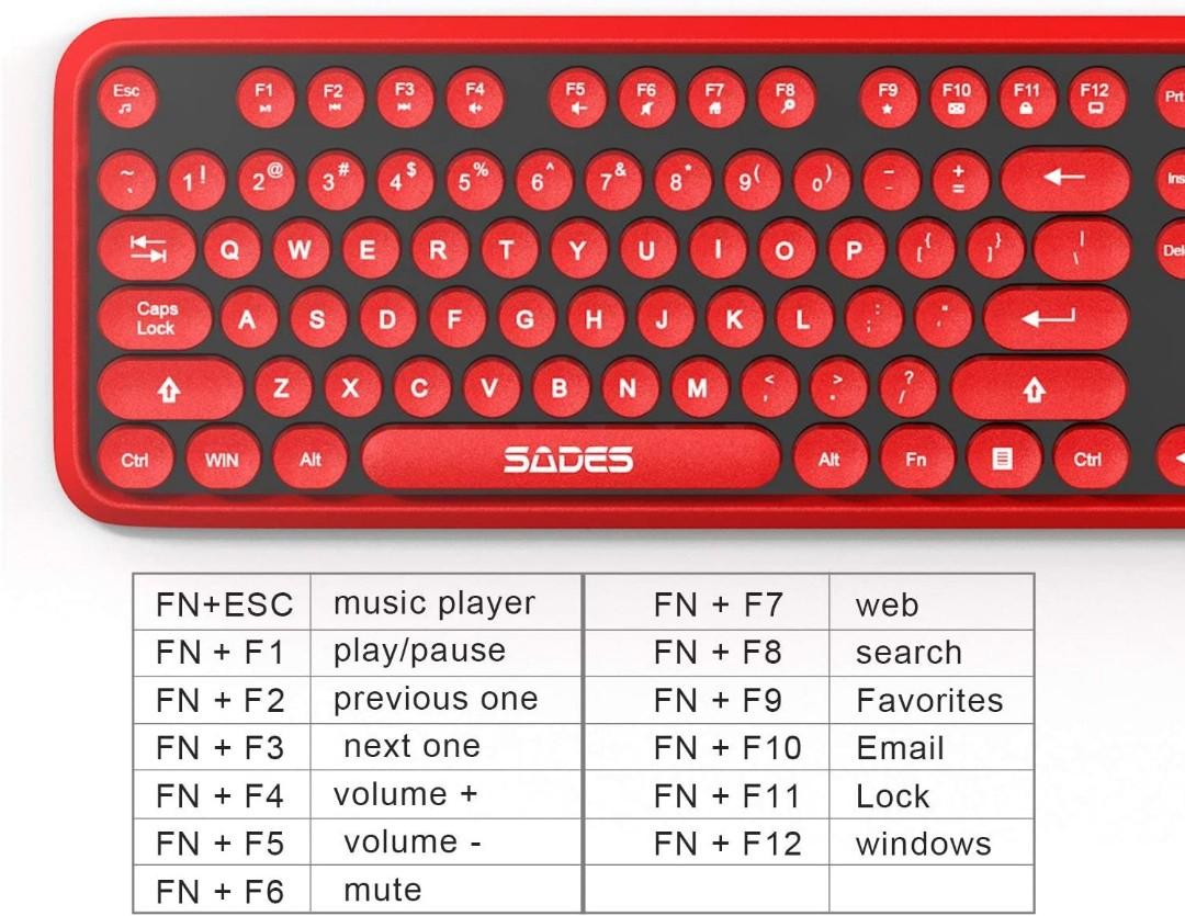 Sades V2020 Wireless Keyboard and Mouse Combo,Cute Wireless Keyboard