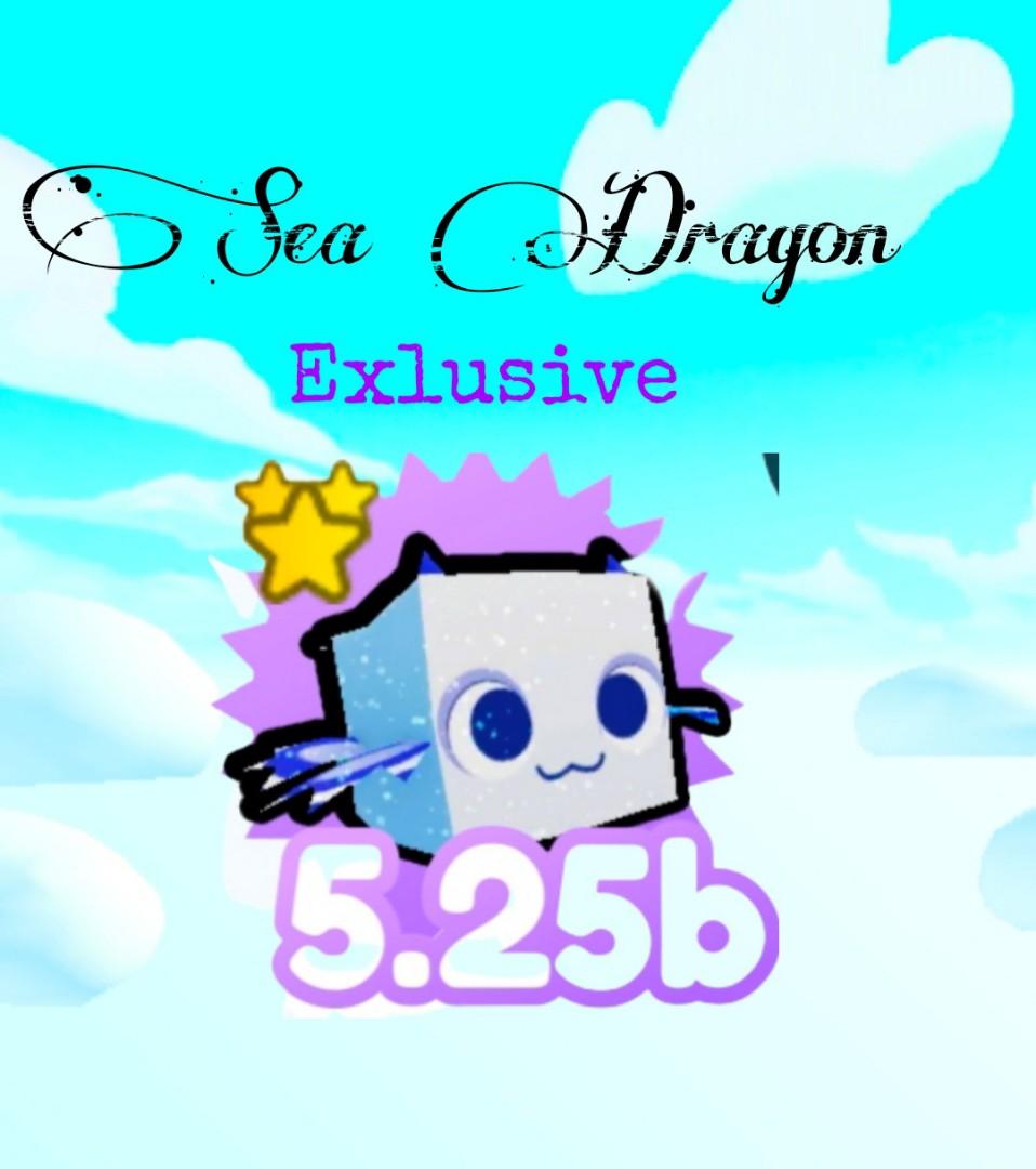 Sea Dragon (Exclusive) (Category: In-Game Products) located in Taguig. Submitted by funcrown (Listing ID 1136028163, Image 1). Description: The Sea Dragon is an Exclusive Pet. Enchantments Glittering (Unique): Pet randomly spawns diamonds. Charm: Increases your chances of getting a bonus while equipped. Diamonds III: Pet earns +35% more Diamonds. Trivia It is mentioned as the "Blue Sea Dragon" in the Exclusive Shop. This pet looks similar to the 