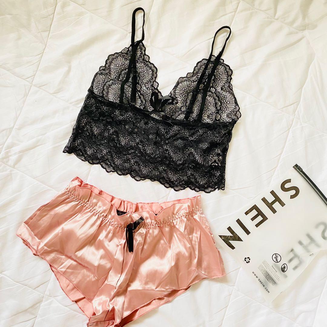 Shein Black Floral Lace Bralette with 