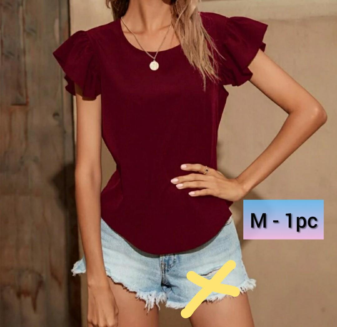 Shein Ruffle Sleeves Top, Women's 
