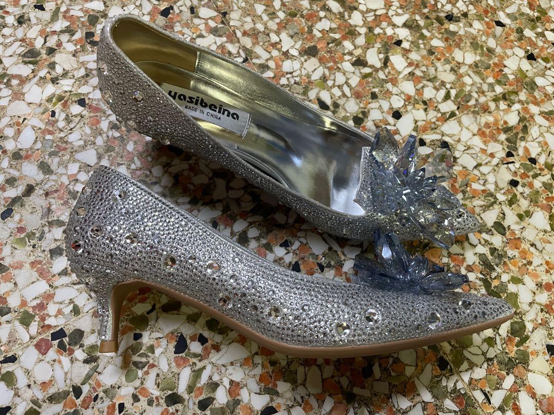 Gold glitter cheap wedding shoes